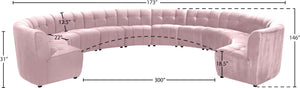 Limitless Velvet / Engineered Wood / Foam Contemporary Pink Velvet 12pc. Modular Sectional - 173" W x 146" D x 31" H