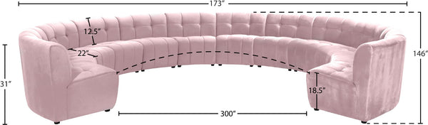 Limitless Velvet / Engineered Wood / Foam Contemporary Pink Velvet 12pc. Modular Sectional - 173" W x 146" D x 31" H