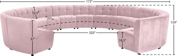 Limitless Velvet / Engineered Wood / Foam Contemporary Pink Velvet 13pc. Modular Sectional - 173" W x 159" D x 31" H
