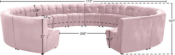 Limitless Velvet / Engineered Wood / Foam Contemporary Pink Velvet 14pc. Modular Sectional - 173" W x 167" D x 31" H