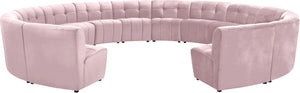 Limitless Velvet / Engineered Wood / Foam Contemporary Pink Velvet 14pc. Modular Sectional - 173" W x 167" D x 31" H