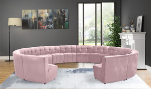 Limitless Velvet / Engineered Wood / Foam Contemporary Pink Velvet 14pc. Modular Sectional - 173" W x 167" D x 31" H