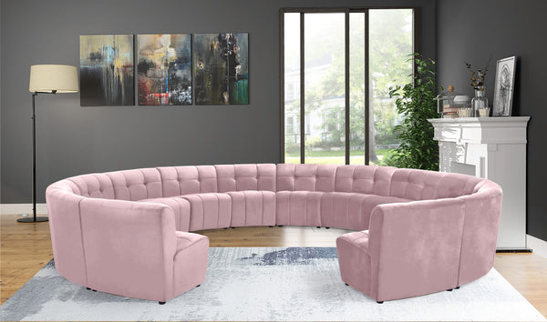 Limitless Velvet / Engineered Wood / Foam Contemporary Pink Velvet 14pc. Modular Sectional - 173" W x 167" D x 31" H