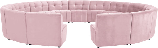Limitless Velvet / Engineered Wood / Foam Contemporary Pink Velvet 15pc. Modular Sectional - 173" W x 173" D x 31" H