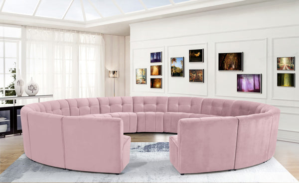 Limitless Velvet / Engineered Wood / Foam Contemporary Pink Velvet 15pc. Modular Sectional - 173" W x 173" D x 31" H