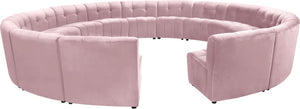 Limitless Velvet / Engineered Wood / Foam Contemporary Pink Velvet 15pc. Modular Sectional - 173" W x 173" D x 31" H