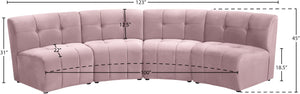 Limitless Velvet / Engineered Wood / Foam Contemporary Pink Velvet 4pc. Modular Sectional - 123" W x 45" D x 31" H