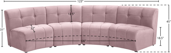 Limitless Velvet / Engineered Wood / Foam Contemporary Pink Velvet 4pc. Modular Sectional - 123" W x 45" D x 31" H