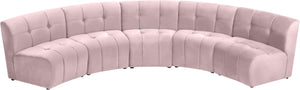 Limitless Velvet / Engineered Wood / Foam Contemporary Pink Velvet 5pc. Modular Sectional - 145" W x 55" D x 31" H