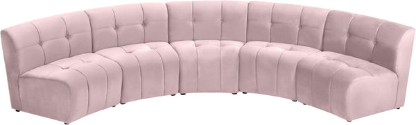 Limitless Velvet / Engineered Wood / Foam Contemporary Pink Velvet 5pc. Modular Sectional - 145" W x 55" D x 31" H