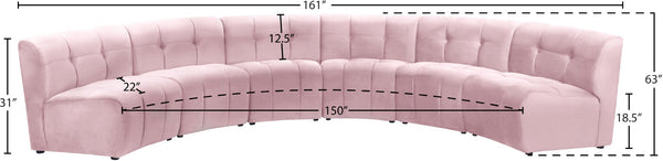 Limitless Velvet / Engineered Wood / Foam Contemporary Pink Velvet 6pc. Modular Sectional - 161" W x 63" D x 31" H