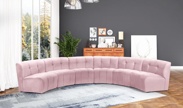 Limitless Velvet / Engineered Wood / Foam Contemporary Pink Velvet 6pc. Modular Sectional - 161" W x 63" D x 31" H