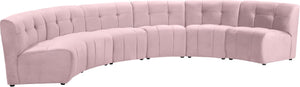Limitless Velvet / Engineered Wood / Foam Contemporary Pink Velvet 6pc. Modular Sectional - 161" W x 63" D x 31" H