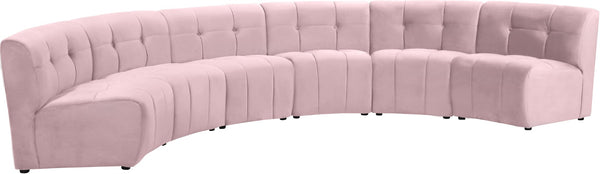 Limitless Velvet / Engineered Wood / Foam Contemporary Pink Velvet 6pc. Modular Sectional - 161" W x 63" D x 31" H