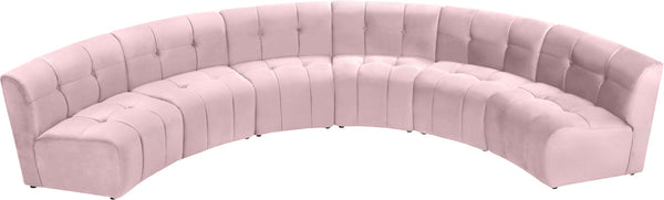 Limitless Velvet / Engineered Wood / Foam Contemporary Pink Velvet 6pc. Modular Sectional - 161" W x 63" D x 31" H
