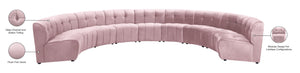 Limitless Velvet / Engineered Wood / Foam Contemporary Pink Velvet 9pc. Modular Sectional - 173" W x 102" D x 31" H