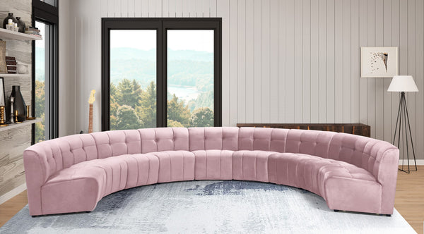 Limitless Velvet / Engineered Wood / Foam Contemporary Pink Velvet 9pc. Modular Sectional - 173" W x 102" D x 31" H