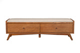 Alpine Furniture Flynn Bench, Acorn 966-12 Acorn Mahogany Solids & Okoume Veneer 59 x 15 x 18.5