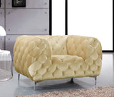 Mercer Velvet / Engineered Wood / Foam Contemporary Beige Velvet Chair - 47" W x 35" D x 28.5" H