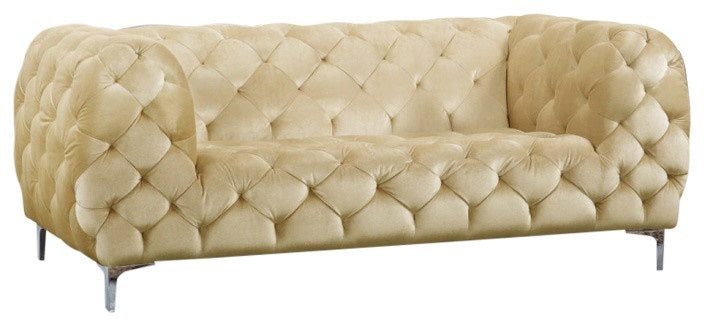 Mercer Velvet / Engineered Wood / Foam Contemporary Beige Velvet Loveseat - 72" W x 35" D x 28.5" H