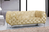 Mercer Velvet / Engineered Wood / Foam Contemporary Beige Velvet Loveseat - 72" W x 35" D x 28.5" H