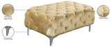 Mercer Velvet / Engineered Wood / Foam Contemporary Beige Velvet Ottoman - 40" W x 25" D x 17" H