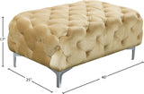 Mercer Velvet / Engineered Wood / Foam Contemporary Beige Velvet Ottoman - 40" W x 25" D x 17" H