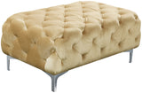 Mercer Velvet / Engineered Wood / Foam Contemporary Beige Velvet Ottoman - 40" W x 25" D x 17" H