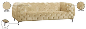 Mercer Velvet / Engineered Wood / Foam Contemporary Beige Velvet Sofa - 91" W x 35" D x 28.5" H