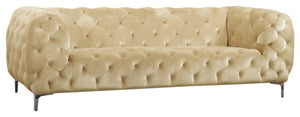 Mercer Velvet / Engineered Wood / Foam Contemporary Beige Velvet Sofa - 91" W x 35" D x 28.5" H
