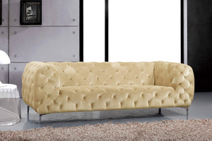 Mercer Velvet / Engineered Wood / Foam Contemporary Beige Velvet Sofa - 91" W x 35" D x 28.5" H
