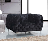 Mercer Velvet / Engineered Wood / Foam Contemporary Black Velvet Chair - 47" W x 35" D x 28.5" H