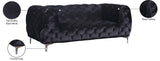 Mercer Velvet / Engineered Wood / Foam Contemporary Black Velvet Loveseat - 72" W x 35" D x 28.5" H