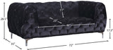 Mercer Velvet / Engineered Wood / Foam Contemporary Black Velvet Loveseat - 72" W x 35" D x 28.5" H