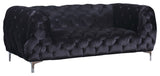 Mercer Velvet / Engineered Wood / Foam Contemporary Black Velvet Loveseat - 72" W x 35" D x 28.5" H