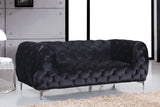 Mercer Velvet / Engineered Wood / Foam Contemporary Black Velvet Loveseat - 72" W x 35" D x 28.5" H