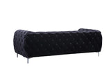 Mercer Velvet / Engineered Wood / Foam Contemporary Black Velvet Loveseat - 72" W x 35" D x 28.5" H