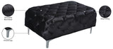 Mercer Velvet / Engineered Wood / Foam Contemporary Black Velvet Ottoman - 40" W x 25" D x 17" H