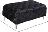 Mercer Velvet / Engineered Wood / Foam Contemporary Black Velvet Ottoman - 40" W x 25" D x 17" H