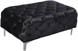 Mercer Velvet / Engineered Wood / Foam Contemporary Black Velvet Ottoman - 40" W x 25" D x 17" H