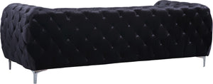 Mercer Velvet / Engineered Wood / Foam Contemporary Black Velvet Sofa - 91" W x 35" D x 28.5" H