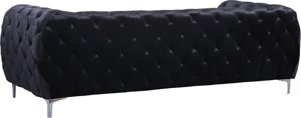 Mercer Velvet / Engineered Wood / Foam Contemporary Black Velvet Sofa - 91" W x 35" D x 28.5" H