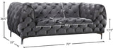 Mercer Velvet / Engineered Wood / Foam Contemporary Grey Velvet Loveseat - 72" W x 35" D x 28.5" H