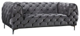 Mercer Velvet / Engineered Wood / Foam Contemporary Grey Velvet Loveseat - 72" W x 35" D x 28.5" H