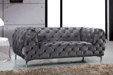 Mercer Velvet / Engineered Wood / Foam Contemporary Grey Velvet Loveseat - 72" W x 35" D x 28.5" H