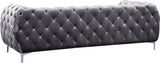 Mercer Velvet / Engineered Wood / Foam Contemporary Grey Velvet Loveseat - 72" W x 35" D x 28.5" H