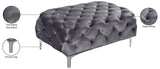 Mercer Velvet / Engineered Wood / Foam Contemporary Grey Velvet Ottoman - 40" W x 25" D x 17" H