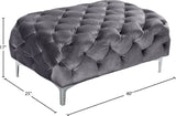 Mercer Velvet / Engineered Wood / Foam Contemporary Grey Velvet Ottoman - 40" W x 25" D x 17" H