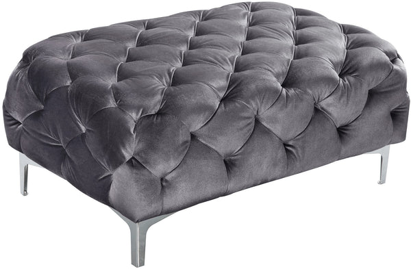 Mercer Velvet / Engineered Wood / Foam Contemporary Grey Velvet Ottoman - 40" W x 25" D x 17" H