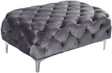 Mercer Velvet / Engineered Wood / Foam Contemporary Grey Velvet Ottoman - 40" W x 25" D x 17" H